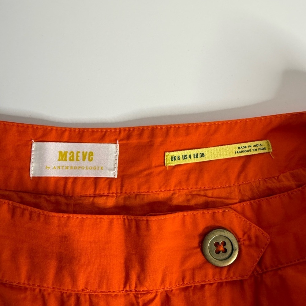 Maeve - Anthropologie - Orange Pleated Poplin Shorts 100% Cotton - US 4 - Picture 8 of 10